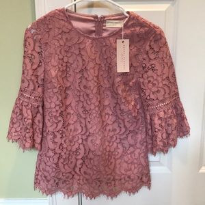 Rachel Parcell Pink Lace Blouse